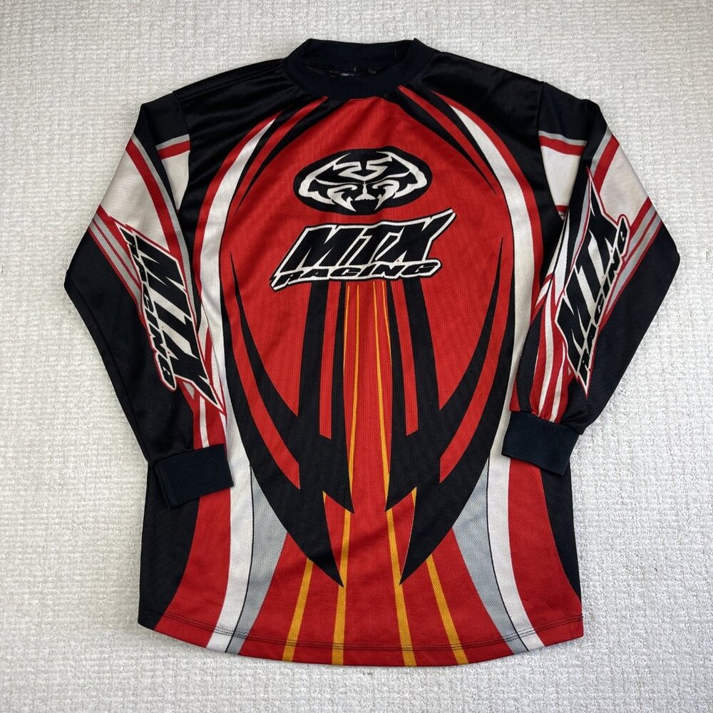 Y2K MTX Racing Motocross Jersey Shirt Red Black White Men's M Skater Grunge